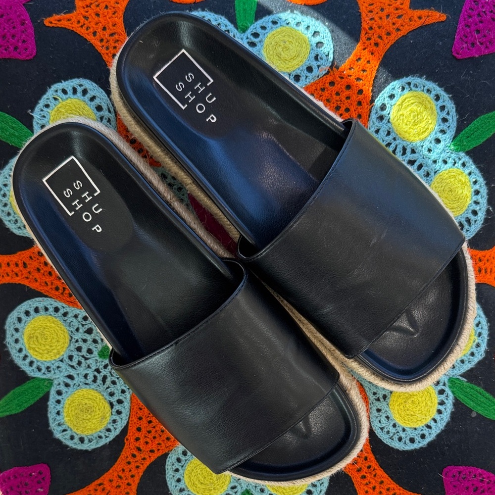 ShuShop Black Sole Espadrille Sandals